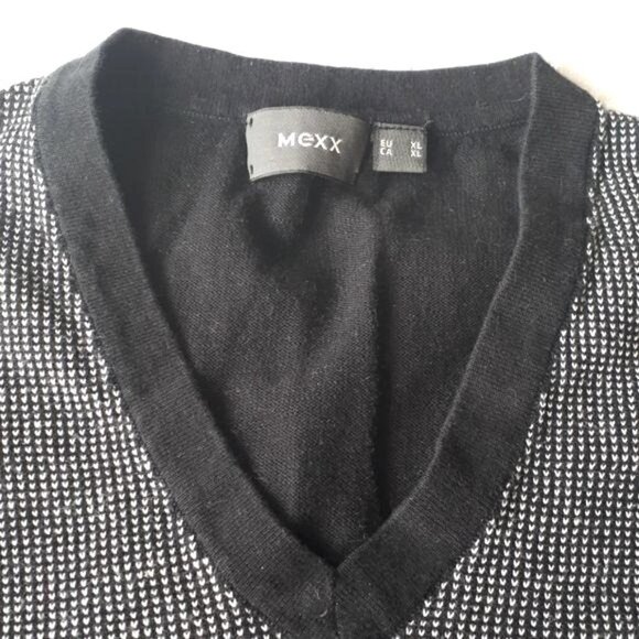 Mexx 100% Cotton Knitted Sweater Vest Black White Check Pattern Women's Size XL - Picture 2 of 8